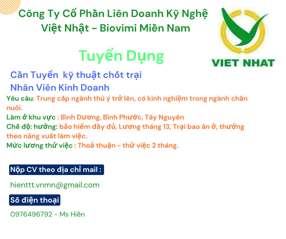 Thông báo tuyển dụng ngành Thú y
